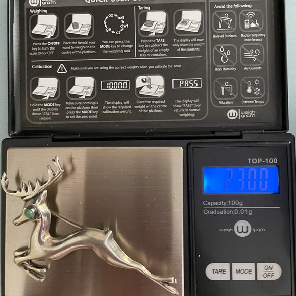 Vintage Old Sterling Silver Turquoise Mexico Deer Stag Brooch Buck - Picture 10 of 13